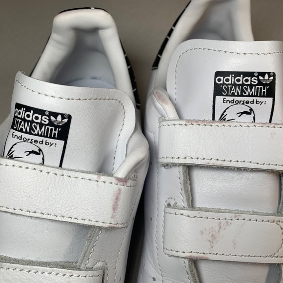 Adidas Stan Smith sneakers Mens 8 White with triple hook & loop closure - Picture 2 of 9